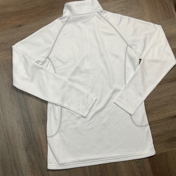 NWT Eddie Bauer Fleece Pullover Womens Medium White Zip Champions Circle Logo - Picture 2 of 8